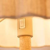 1 Light Table Lamp Oaked Stained Ash Wood Scalloped Fabric Shade (0711OLS120764)