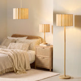1 Light Table Lamp Oaked Stained Ash Wood Scalloped Fabric Shade (0711OLS120764)