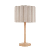 1 Light Table Lamp Oaked Stained Ash Wood Scalloped Fabric Shade (0711OLS120764)