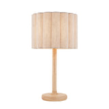 1 Light Table Lamp Oaked Stained Ash Wood Scalloped Fabric Shade (0711OLS120764)