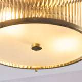 2 Light Flush, Antique Brass Plated with Clear Ribbed Glass (0711RID120847)