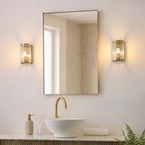 1 Light Bathroom Wall Light, Antique Brass Plated with Clear Ribbed Glass IP44 (0711RID120851)