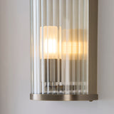1 Light Bathroom Wall Light, Antique Brass Plated with Clear Ribbed Glass IP44 (0711RID120851)