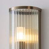 1 Light Bathroom Wall Light, Antique Brass Plated with Clear Ribbed Glass IP44 (0711RID120851)