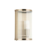 1 Light Bathroom Wall Light, Antique Brass Plated with Clear Ribbed Glass IP44 (0711RID120851)