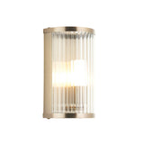 1 Light Bathroom Wall Light, Antique Brass Plated with Clear Ribbed Glass IP44 (0711RID120851)