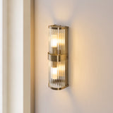 2 Light Wall Light, Antique Brass Plated with Clear Ribbed Glass (0711RID120853)