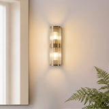 2 Light Wall Light, Antique Brass Plated with Clear Ribbed Glass (0711RID120853)