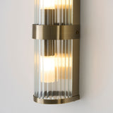 2 Light Wall Light, Antique Brass Plated with Clear Ribbed Glass (0711RID120853)