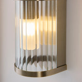2 Light Wall Light, Antique Brass Plated with Clear Ribbed Glass (0711RID120853)