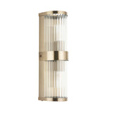 2 Light Wall Light, Antique Brass Plated with Clear Ribbed Glass (0711RID120853)