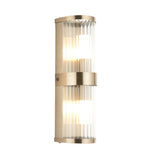 2 Light Wall Light, Antique Brass Plated with Clear Ribbed Glass (0711RID120853)