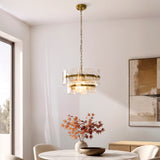 3 Light Pendant, Clear Textured Glass and Brushed Aged Brass (0711ANC122765)