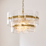 3 Light Pendant, Clear Textured Glass and Brushed Aged Brass (0711ANC122765)