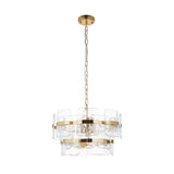 3 Light Pendant, Clear Textured Glass and Brushed Aged Brass (0711ANC122765)
