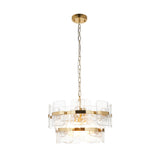 3 Light Pendant, Clear Textured Glass and Brushed Aged Brass (0711ANC122765)