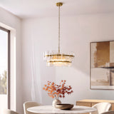 6 Light Pendant, Clear Textured Glass and Brushed Aged Brass (0711ANC122766)