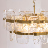 6 Light Pendant, Clear Textured Glass and Brushed Aged Brass (0711ANC122766)