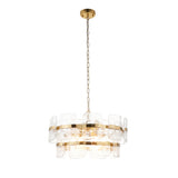 6 Light Pendant, Clear Textured Glass and Brushed Aged Brass (0711ANC122766)
