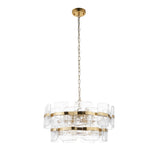 6 Light Pendant, Clear Textured Glass and Brushed Aged Brass (0711ANC122766)