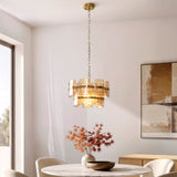 3 Light Pendant, Champagne Textured Glass and Brushed Aged Brass (0711ANC122776)