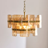 3 Light Pendant, Champagne Textured Glass and Brushed Aged Brass (0711ANC122776)