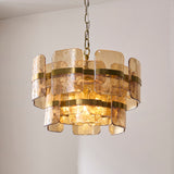 3 Light Pendant, Champagne Textured Glass and Brushed Aged Brass (0711ANC122776)