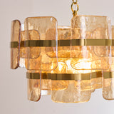 3 Light Pendant, Champagne Textured Glass and Brushed Aged Brass (0711ANC122776)