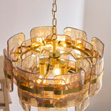 3 Light Pendant, Champagne Textured Glass and Brushed Aged Brass (0711ANC122776)