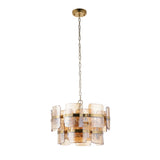 3 Light Pendant, Champagne Textured Glass and Brushed Aged Brass (0711ANC122776)