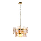 3 Light Pendant, Champagne Textured Glass and Brushed Aged Brass (0711ANC122776)