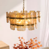 6 Light Pendant, Champagne Textured Glass and Brushed Aged Brass (0711ANC122777)
