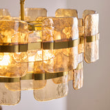 6 Light Pendant, Champagne Textured Glass and Brushed Aged Brass (0711ANC122777)