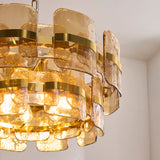 6 Light Pendant, Champagne Textured Glass and Brushed Aged Brass (0711ANC122777)