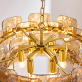 6 Light Pendant, Champagne Textured Glass and Brushed Aged Brass (0711ANC122777)