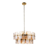 6 Light Pendant, Champagne Textured Glass and Brushed Aged Brass (0711ANC122777)