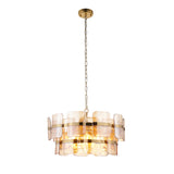 6 Light Pendant, Champagne Textured Glass and Brushed Aged Brass (0711ANC122777)