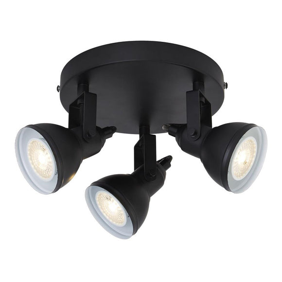 3 Light Round Spotlight - Black Metal (0483FOC1543BK)