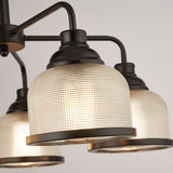 5 Light Pendant - Black Metal & Holophane Glass (0483HIG5BK)