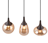 3 Light Ceiling Pendant Black Matt and Amber Glass (1542LUM317000313)
