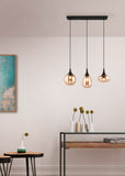 3 Light Ceiling Pendant Black Matt and Amber Glass (1542LUM317000313)