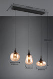 3 Light Ceiling Pendant Black Matt and Amber Glass (1542LUM317000313)
