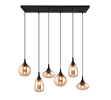 6 Light Ceiling Pendant Black Matt and Amber Glass (1542LUM317000613)