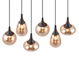 6 Light Ceiling Pendant Black Matt and Amber Glass (1542LUM317000613)