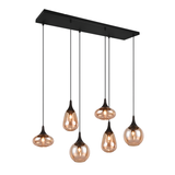 6 Light Ceiling Pendant Black Matt and Amber Glass (1542LUM317000613)