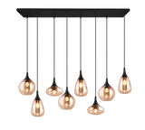 8 Light Ceiling Pendant Black Matt and Amber Glass (1542LUM317000813)