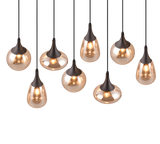 8 Light Ceiling Pendant Black Matt and Amber Glass (1542LUM317000813)