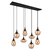 8 Light Ceiling Pendant Black Matt and Amber Glass (1542LUM317000813)