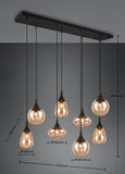 8 Light Ceiling Pendant Black Matt and Amber Glass (1542LUM317000813)