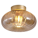 1 Light Flush - Gold Metal with Amber Glass (0483CEL3215628GO)